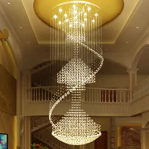 Diskon besar-besaran 2023 lampu gantung gantung loteng Hotel Villa cincin mewah lampu gantung panjang tangga Modern