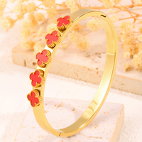 Bracelet Jonc Trèfle à Quatre Feuilles Éternel en Acier Inoxydable Anti-ternissement – Collection Mode Pulseira