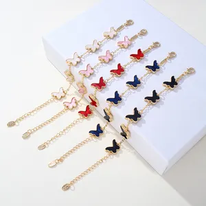 Korean Fashion Acrylic Bracelet Anklets Colorful Butterfly Charm Bracelets Jewelry For Women
