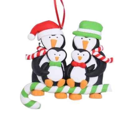 Penguin Tanah Liat Polimer Lucu Item Ornamen Natal