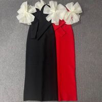 Robe bandage pour femme, décorée de fleurs 3D, pour les occasions de soirées formelles