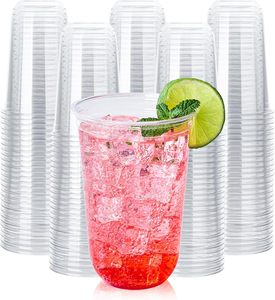 Vaso Desechable Personalizado de Plástico Biodegradable PLA Transparente de 16oz PP PET para Jugos, Parfaits, Smoothies y Fiestas con Tapa - Product Image 1