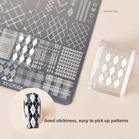 Plat Stamping Nail Art Ukuran Besar Kecil Kotak Stempel Silikon Transparan Tinggi Stencil Transfer Multiguna Cetakan Kuku