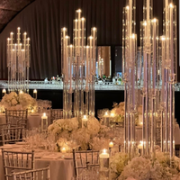 Candelabre en cristal à 10 bras avec tubes en verre hurricane, centre de table pour décoration de mariage et événements - Grande Vente