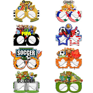 Occhiali di <span class=keywords><strong>Carta</strong></span> con Manico per Festa a Tema USA-Canada-Messico 2026, Accessori per Foto e Decorazioni a Tema Calcio - Product Image 4