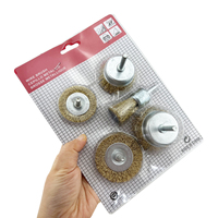 Ensemble de brosses à fil métallique, 5 pièces, tige de 1/4 pouces, brosses en fil d'acier revêtu de laiton pour perceuse, élimination de la rouille, polissage