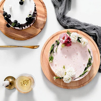 Présentoir à gâteaux rotatif en bois de 28 cm de qualité supérieure avec cloche en verre, plateau tournant professionnel pour pâtisserie et présentation de mariages