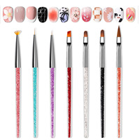 Ensemble de 7 pinceaux pour nail art, pinceaux professionnels en acrylique pour ongles, kit de pinceaux pour ongles