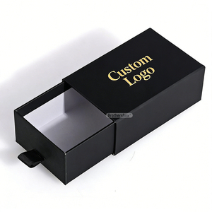 Luxury Jewelry Gift <b>Box</b> Slim Sliding Drawer <b>Box</b> with Gold Foil Logo Custom Size Cardboard Packaging - Product Image 2