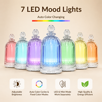 Diffuseur d'huiles essentielles en verre pour aromathérapie, petit humidificateur à brume froide avec 7 lumières LED colorées, vente en gros