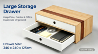 Organizador de Escritorio de Bambú, Gabinete de Almacenamiento con Detalles Acrílicos, Caja de Almacenamiento para Suministros de Oficina, Joyería, Cosméticos, Hogar