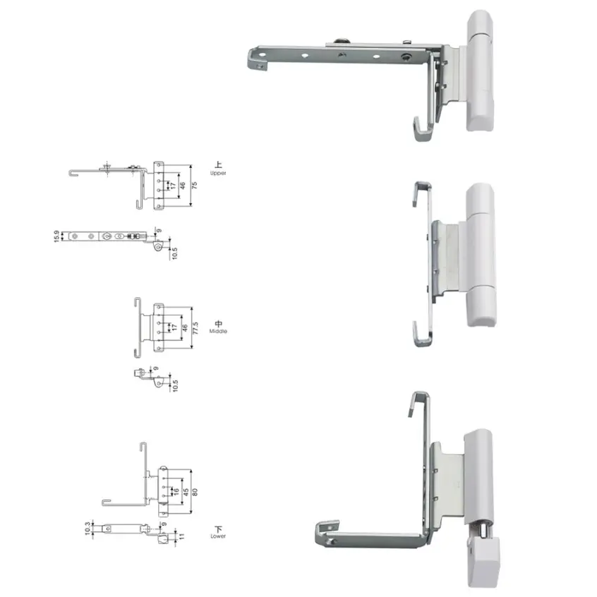 YAER PVC charnière de Pivot de fenêtre d'inclinaison et de rotation avec accessoires charnière d'angle plaquée série 9 blanc