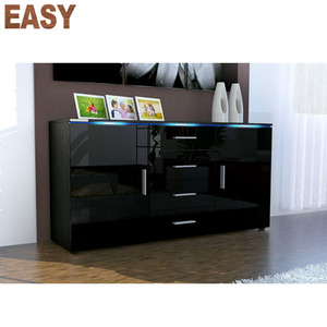 Luxury Modern Wooden Buffet Cabinet <strong>Sideboard</strong> in Black <strong>High</strong> <strong>Gloss</strong> Living Room Furniture Melamine Particle Board Wood PANEL,PANEL - Product Image 2