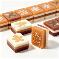 Tuiles de Mahjong Américaines de Noël, Design Personnalisé, Arbre de Neige Bourgogne, Ensemble de Mahjong Multi-couches pour 4 Joueurs pour Noël