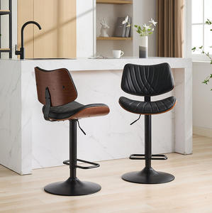 Modern Counter Height Swivel Tall <b>Bar</b> <b>Stools</b> Set of <b>2</b> 360 Degree Rotate Black Leather Easy-to-Assemble Adjustable for Dining - Product Image 3