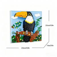 Pintura Decorativa 3D de Tucán con Bloques de Construcción, Decoración de Pared para el Hogar, Arte de Ensamblaje, Juguete, Venta al por Mayor
