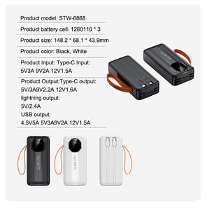 Sạc dự phòng di động nhanh, màn hình LED kỹ thuật số, hai cổng <span class=keywords><strong>USB</strong></span> Type-C, mẫu mới nhất <span class=keywords><strong>2025</strong></span>, dung lượng 30000mAh, công suất 22.5W - Product Image 4