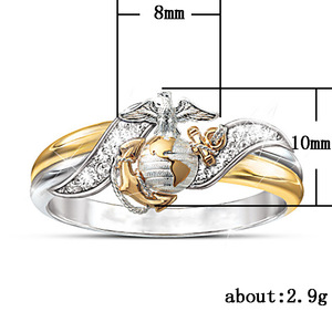 Anello Bicolore con Totem di Uccello Micro-Incrustato, Gioiello Creativo e Trendy da Donna per Uso Quotidiano - Product Image 5