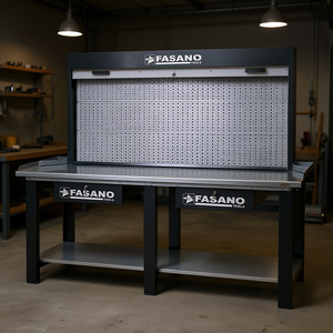 Fasano Tools <b>Steel</b> <b>Workbench</b> With Pegboard Back And Storage Drawers For Workshop Use - Product Image 3