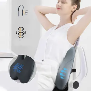 Bantal punggung ergonomis untuk kursi kantor, bantal punggung busa memori pijat penyangga tulang punggung tengkuk dan kursi kantor ergonomis untuk mobil