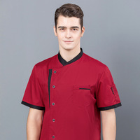 Vente Chaude Uniforme de Travail Personnalisé pour Personnel Serveur Serveuse Hôtellerie Restaurant Café Bar, Chemise de Travail Manches Courtes, Veste de Cuisinier