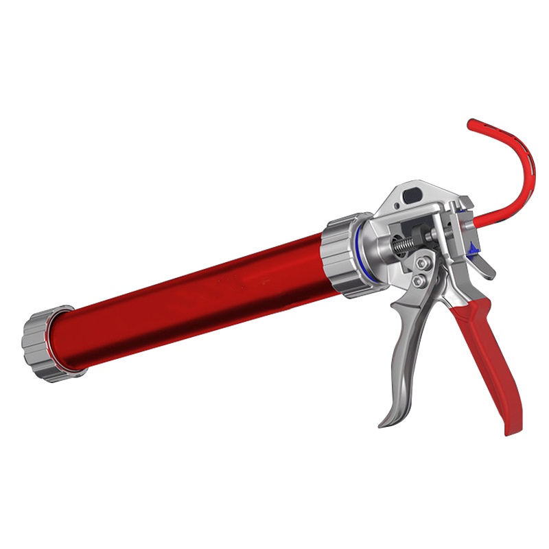 600ml Aluminum Manual Cordless Caulking Gun Red Cone Nozzles Sausage Adhesive Glue Sealant Hot-Melt for Caulking Glue Gun Gun