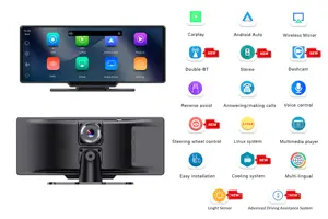 Latest 10.26 Inch 4K Carplay With Light-Sensor Dual Track Stereo Radio Wireless Android Auto Radio Car Recorder