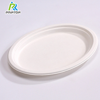 Assiettes jetables robustes compostables 100% pour les repas quotidiens assiettes rondes et ovales de bagasse de canne à sucre écologiques BBQ