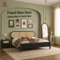 Lit plateforme moderne minimaliste en pin massif noir, taille Queen, luxueux, confortable, avec rangement, assemblage facile