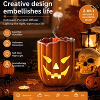 Diffuseur d'huiles essentielles ultrasonique 300 ml en forme de citrouille d'Halloween avec télécommande et veilleuse LED 7 couleurs pour voiture et décoration intérieure