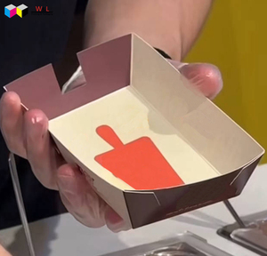 Biodégradable à emporter à emporter aller à 100% boîte d'emballage de plateau en forme de bateau de macaroni en papier de qualité alimentaire - Product Image 4