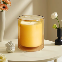 Support de bougie en verre à double paroi de luxe personnalisé en gros avec couvercle en liège, capacité 8oz 10oz, fait main, sérigraphié, pour la maison