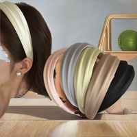 Serre-tête en tissu tendance JiChao, style rétro, couleur crème, bord large, pour femme, idéal pour le lavage du visage, 14 cm, Saiye J2025235