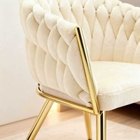 Chaise de salle à manger, de maquillage ou de réunion, style moderne et simple, en velours léger et luxueux, avec rembourrage doux et structure métallique, pour la maison, le café ou les espaces décontractés.
