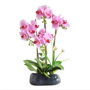 D-050665 arrangement de fleurs Artificielles orchidées de soie avec pot pour la décoration de la maison