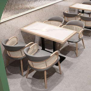 In legno massiccio rattan ristorante tavoli e sedie divano per caffetteria custodire in pelle stand sedile per hotel bar - Product Image 1