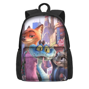 트렌디한 동물원 2 테마의 초등학생용 애니메이션 백팩, 만화 프린트, 대용량 더블 숄더 백팩. - Product Image 6