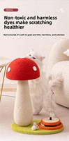 Rascador para Gatos de Diseño de Hongo, Cuerda de Sisal Natural Ecológica, Poste Vertical de 2 Niveles, Antideslizante, para Gatos de Interior