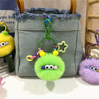Llavero de Dibujos Animados Popular en Internet, Adorable y Creativo, Pequeño Peluche de Bola de Carbón, Colgante para Mochila Escolar, Regalo para Estudiantes