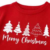 Pull en tricot côtelé pour enfants, col rond, manches longues, thème sapin de Noël, personnalisable OEM/ODM, 49% viscose, pour les fêtes d'hiver