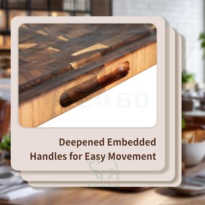 Planche à découper multifonctionnelle en <span class=keywords><strong>bois</strong></span> d'acacia massif avec rainure pour les jus et poignées, planche à découper réversible - Product Image 6