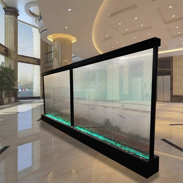 LED Rectangle Glass Wall Modern Wedding Floor Standing Waterfall Fountain LED Display Screen Wireless Remote Garden Ornament