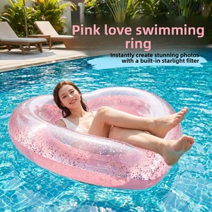 Bouée de natation gonflable en forme de cœur écologique pour adultes et enfants, en PVC, bouée de sauvetage sous les aisselles - Product Image 1