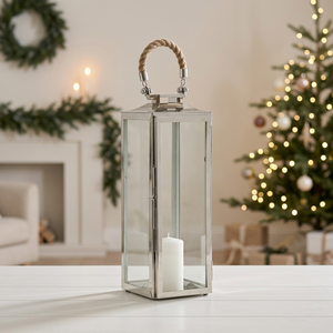 Wholesale Luxury <b>Tall</b> Stainless Steel Candle <b>Lantern</b> with Jute Handle for Home and Porch Decoration - Product Image 3