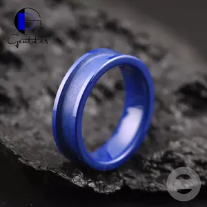 Gentdes गहने नई चेक-इन ब्लू सिरेमिक खाली अंगूठी उपकरण अंगूठी सगाई बैंड