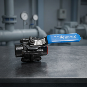 Vanne à boisseau sphérique industrielle en acier forgé ASTM A105, classe 800, 3 pièces, haute pression, à levier manuel, flottante, de 1/2 à 2 pouces - Product Image 1