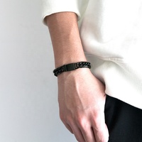 Bijoux de Hip-Hop en acier inoxydable pour hommes, en plaqué or, argent, noir, Double boucle, épais
