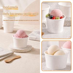 Gobelets à glace compostables écologiques avec logo personnalisé, revêtement PE, qualité alimentaire, à paroi simple, jetables, pour boissons et desserts, sucre - Product Image 3