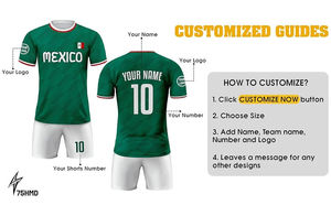 定制墨西哥足球球衣套装男士个性化姓名号码标志球迷球员制服俱乐部球队名称国家球衣100% - Product Image 5