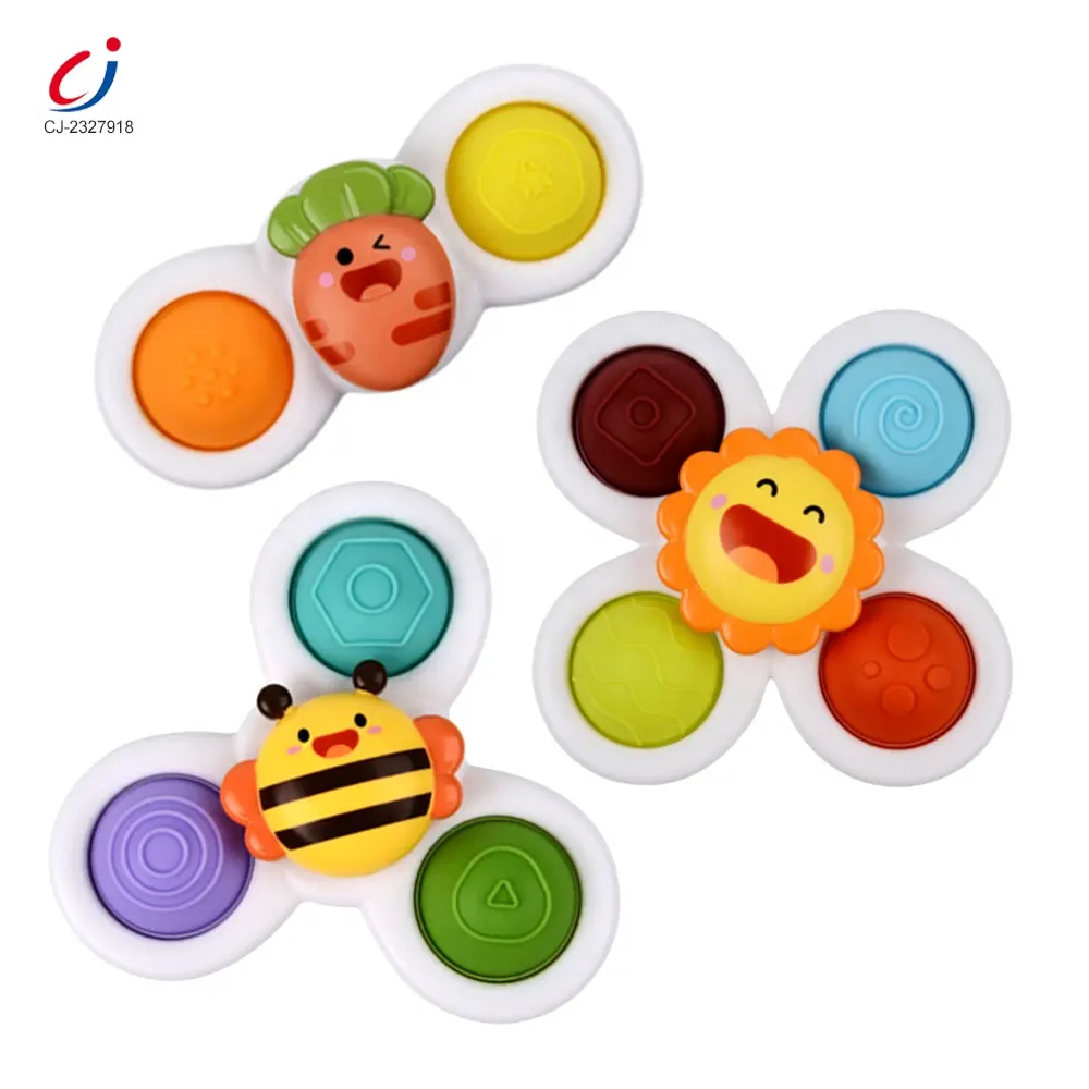 Chengji New Born Sensory Bubble Relieve Stress Rotating Windmill Rattle Sets Suction Cup Spinner 2023 Bath Toys for Baby